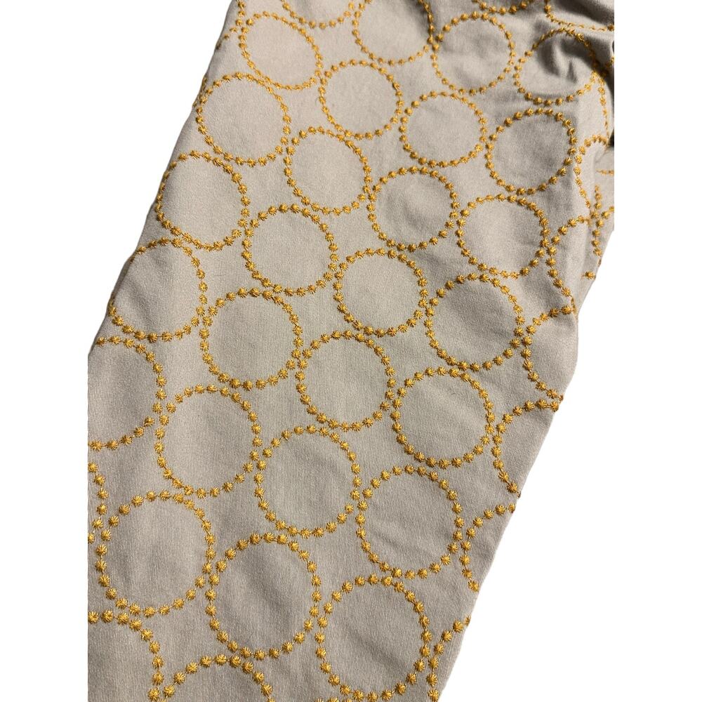 Anthropologie Relaxed Chino Ankle Pants Yellow Embroidered Circle Size 26 - Picture 8 of 8